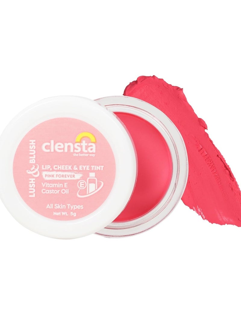 Clensta Lip Cheek Tint Pink Forever with Goodness of Vitamin E Castor Oil 5G - Image 1