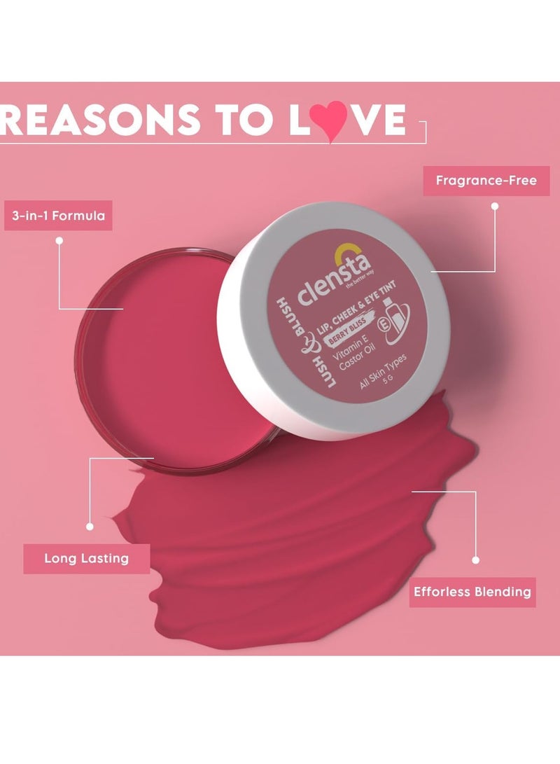 Clensta Lip Cheek Tint Pink Forever with Goodness of Vitamin E Castor Oil 5G - Image 3
