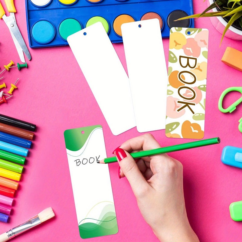 400GSM Thick White Blank Bookmark Cards 15x5cm 60pcs Prepunched Watercolor Paper for DIY Painting Sewing Marking Art Greeting Cards - Image 1