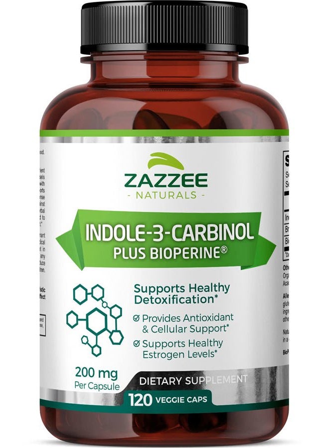 Zazzee High Absorption Indole-3-Carbinol (I3C), 200 mg per Capsule, 120 Vegan Capsules, 4 Month Supply, 5 mg BioPerine for Enhanced Absorption, 100% Vegetarian, All-Natural and Non-GMO - Image 1