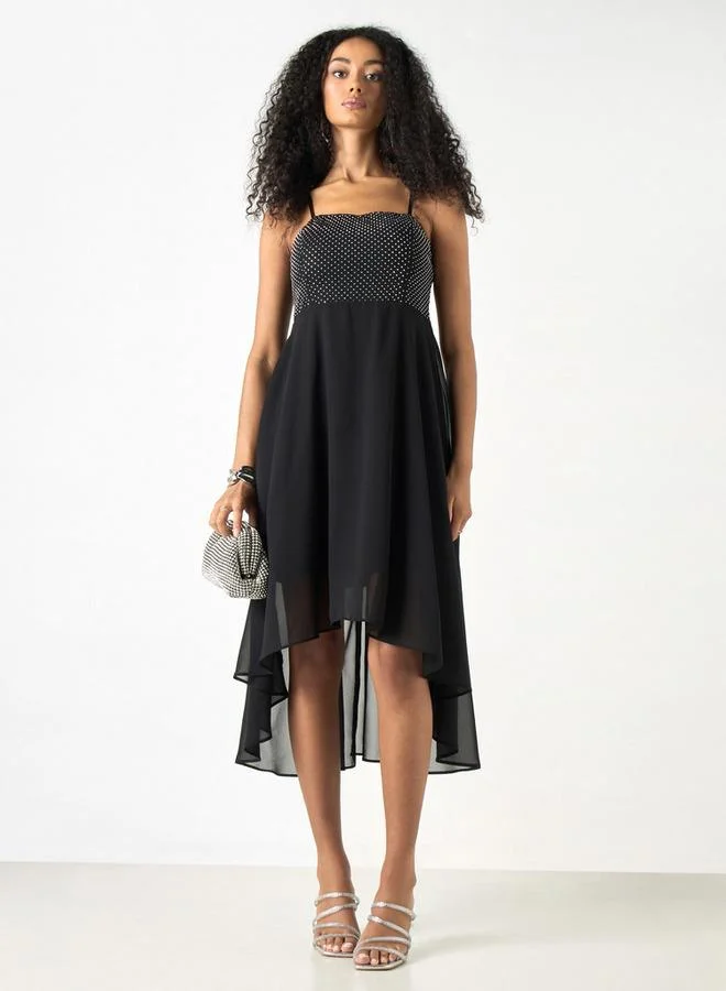 2Xtremz 2Xtremz Embellished A-line Midi Sleeveless Dress
