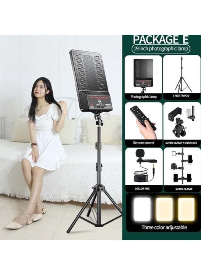 PL - PL-48 19inch Large Panel Photographic Led Fill Light With Remote And Tripod Stand Microphone Super Clamp For Video Recording And Photo Shooting - Image 1