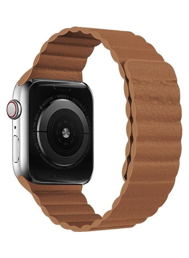 NIBEMINENT Replacement Watch Band For Apple Series 7 41mm/6 & SE 5 4 40mm/3 2 1 38mm Brown - Image 1