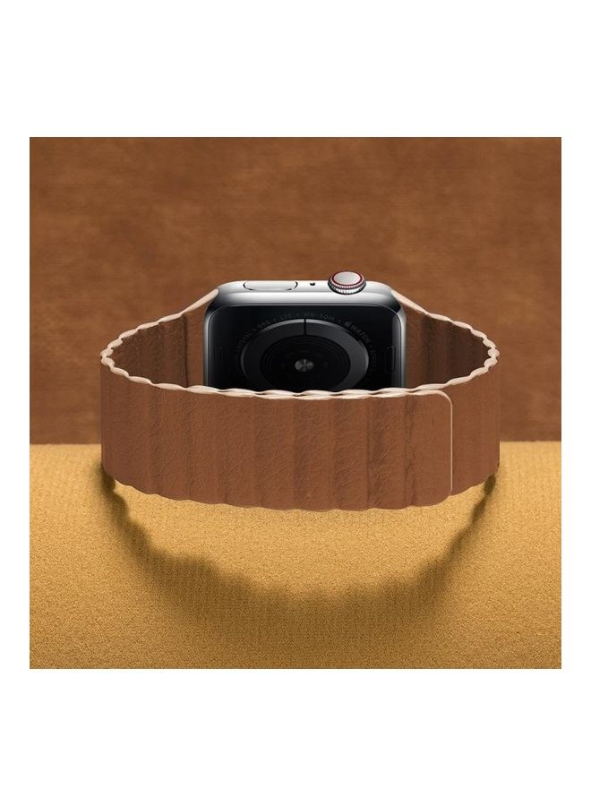 NIBEMINENT Replacement Watch Band For Apple Series 7 41mm/6 & SE 5 4 40mm/3 2 1 38mm Brown - Image 3