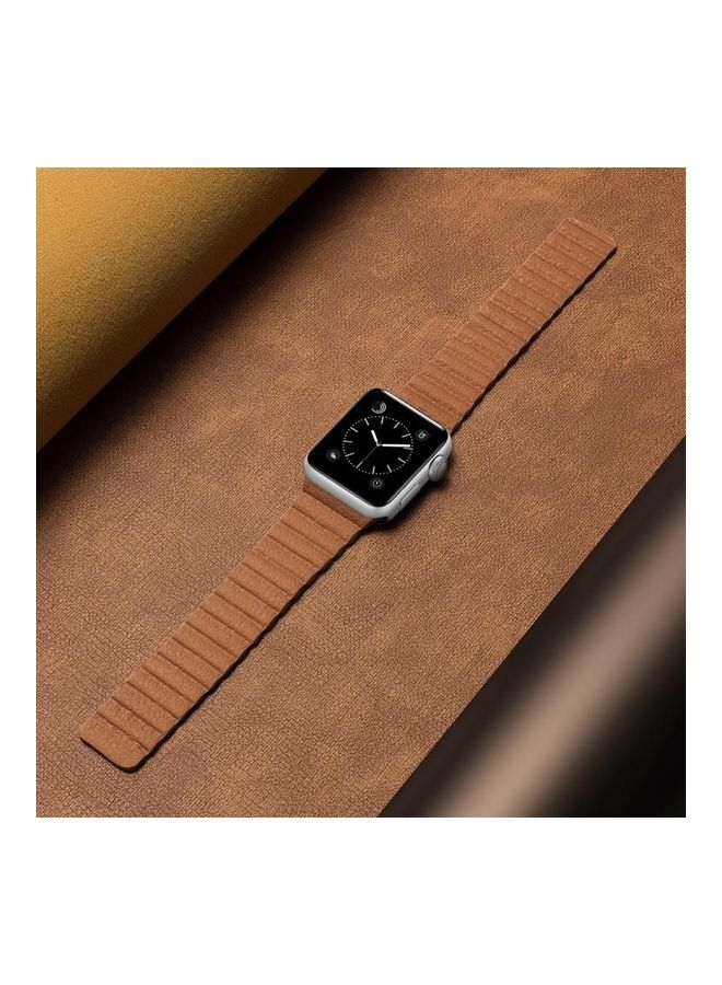 NIBEMINENT Replacement Watch Band For Apple Series 7 41mm/6 & SE 5 4 40mm/3 2 1 38mm Brown - Image 4