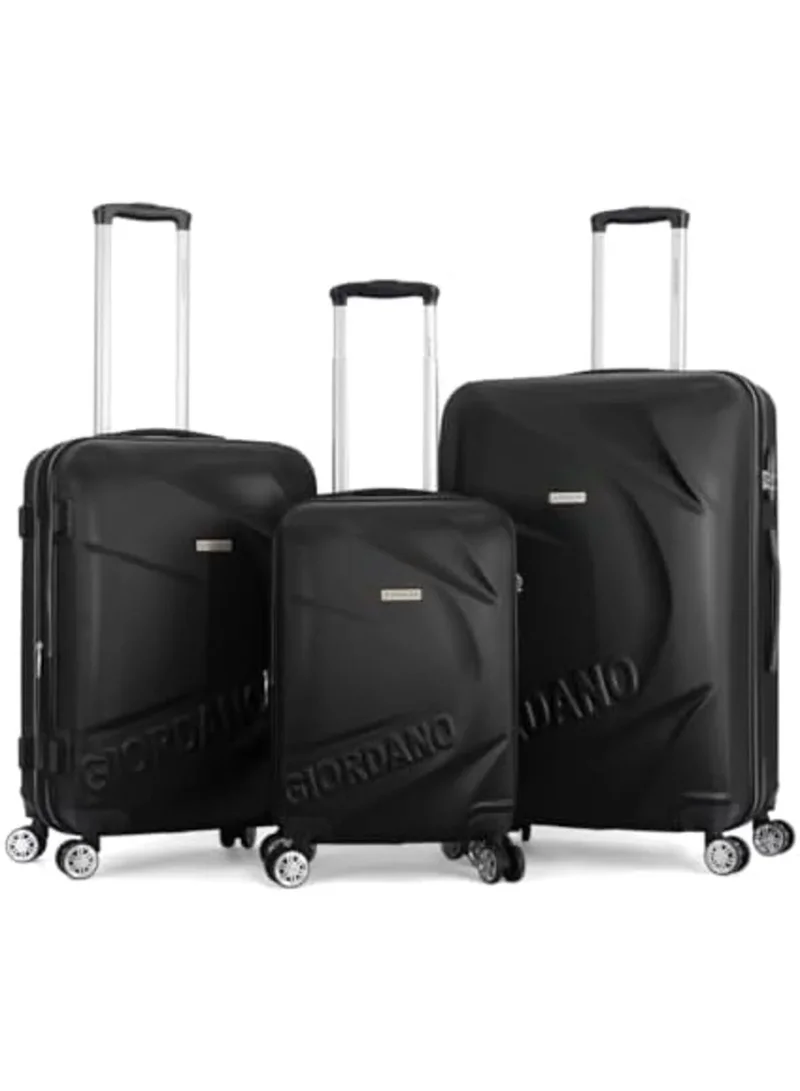 GIORDANO Giordano Hardside Luggage with Spinner Wheels (Black, Set of 3)