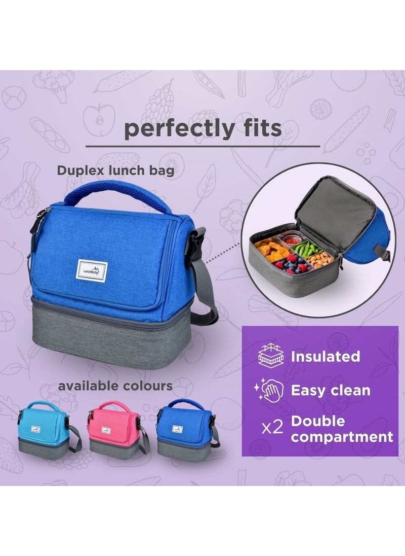 LunchBots - صندوق غداء تريو II بينتو مقسم من الفولاذ المقاوم للصدأ، متوسط الحجم، نقاط وردية - Image 1