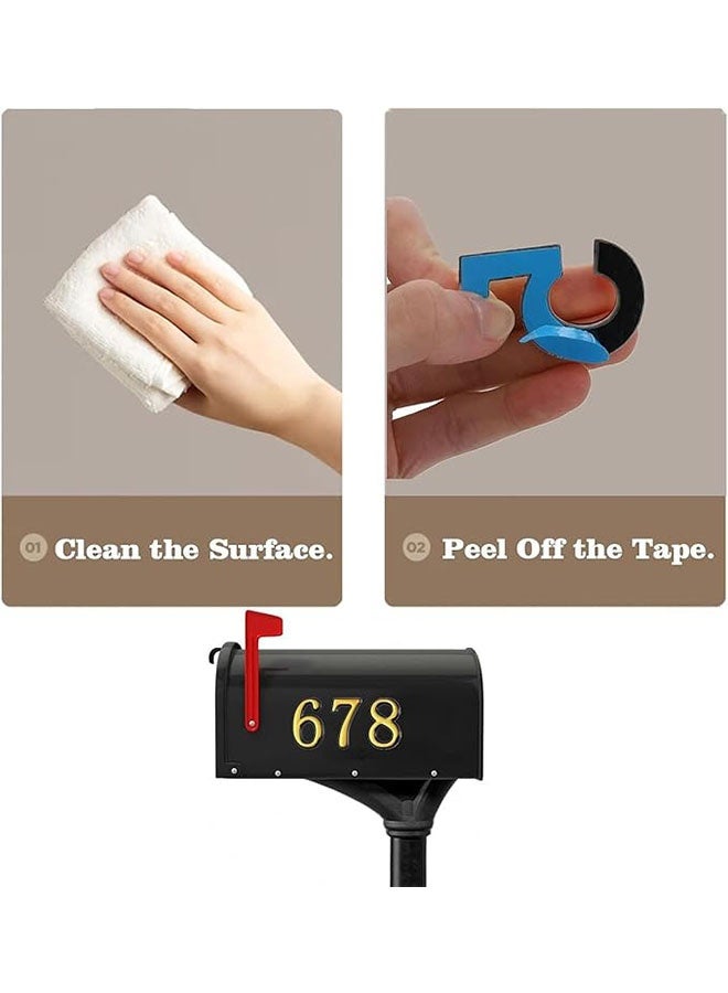 3D Mailbox Numbers for Outdoors, 0-9 Golden Mailbox Numbers, Self Adhesive Door Number Stickers for Letterboxes, Flats, Homes, Rooms, Offices, Waterproof and Non Fall Off, 10 Pcs  - Image 3