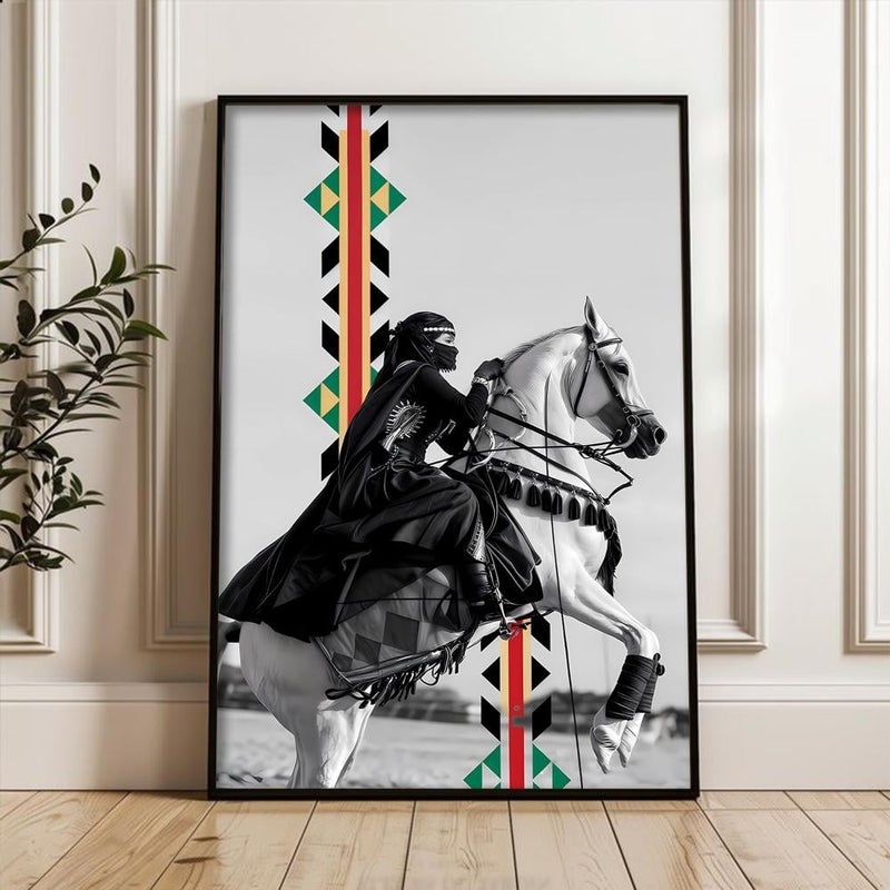 ماركتنا لوحة قماشية بتصميم الفن النجدي مع برواز مجوف مقاس (40×60) قطعة واحدة - Image 1