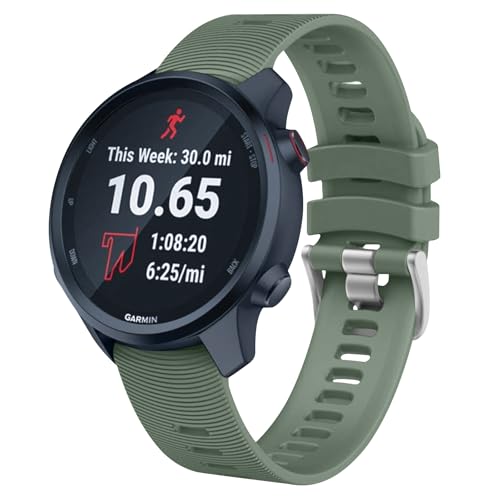 Tobfit 20mm Straps Compatible with Garmin Forerunner 165/165 Music, Forerunner 55/158,245/245 Music, 645/645 Music Band for Women Men, Silicone Strap for Garmin Watch-Olive Green - Image 1