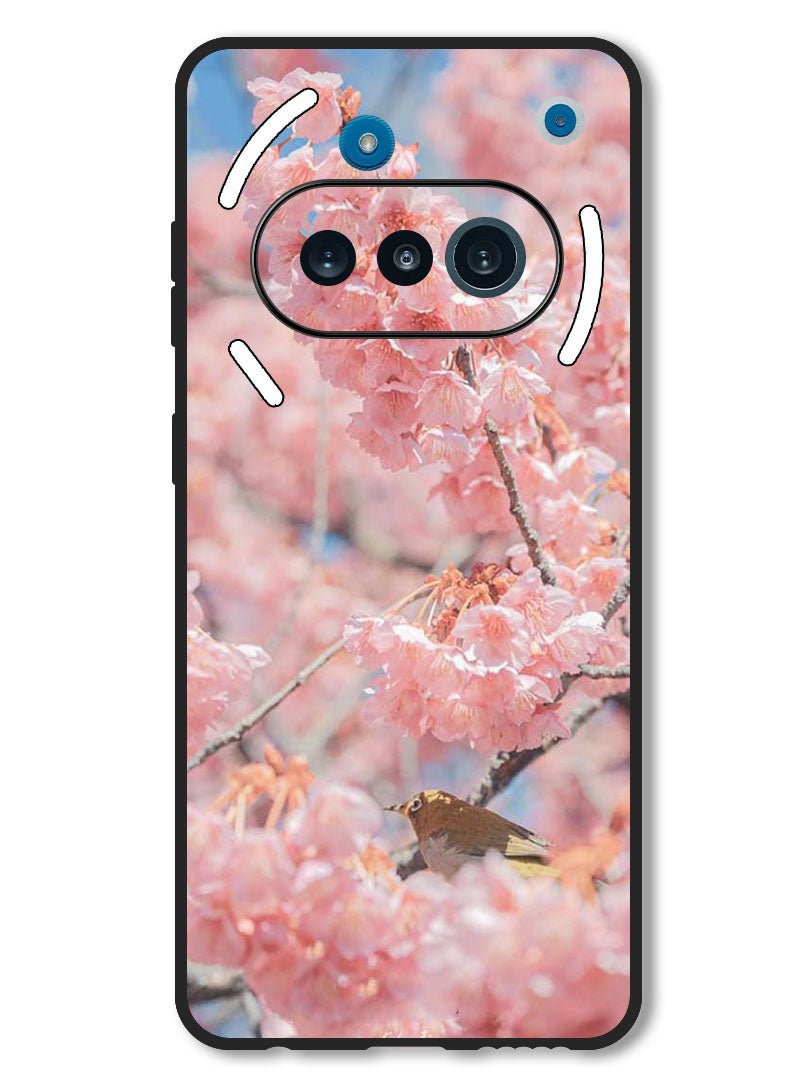 Theodor Case Compatible with Nothing Phone 3a Protection Shockproof Bumper Cover Pink flowers - Image 1