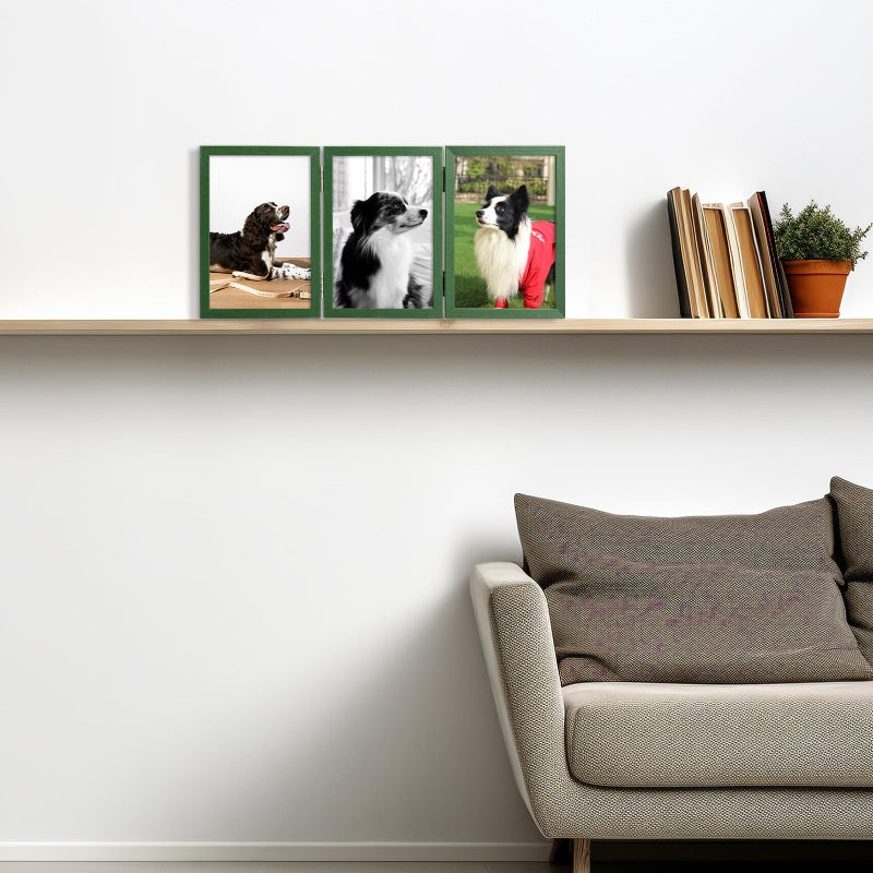 Space Art Deco 4x6 Triple Hinged Frames  3 Folding Picture Frame  Triptych Photo Frame  Stand Vertically on Desktop or Tabletop  Green - Image 5