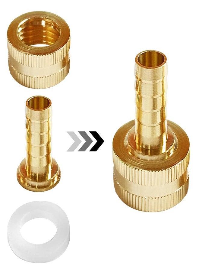 Uenede 2PCS Solid Brass Garden Hose Repair Connector 3/4" GHT Female x 1/2" Barb Fittings Include 2 Stainless Steel Clamps - Image 4