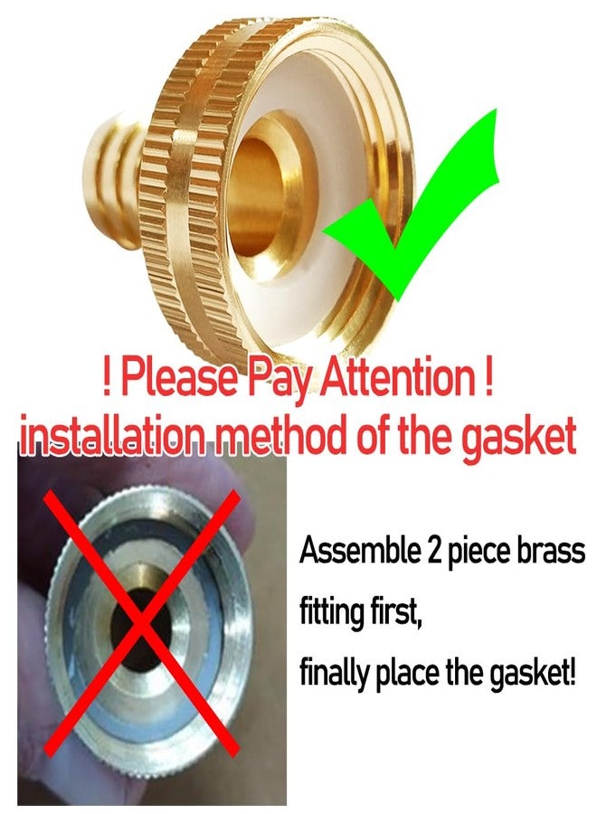Uenede 2PCS Solid Brass Garden Hose Repair Connector 3/4" GHT Female x 1/2" Barb Fittings Include 2 Stainless Steel Clamps - Image 2