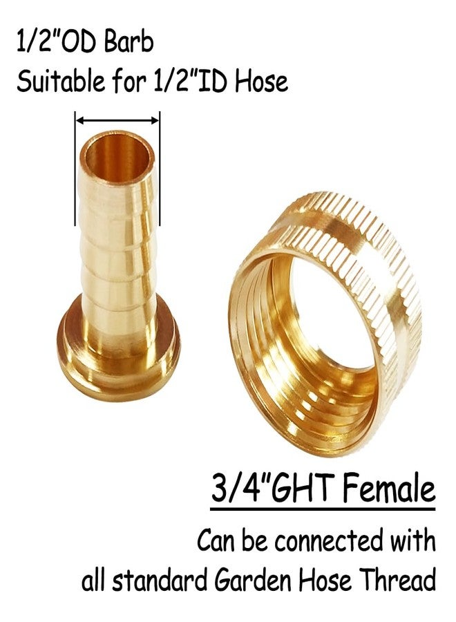 Uenede 2PCS Solid Brass Garden Hose Repair Connector 3/4" GHT Female x 1/2" Barb Fittings Include 2 Stainless Steel Clamps - Image 3