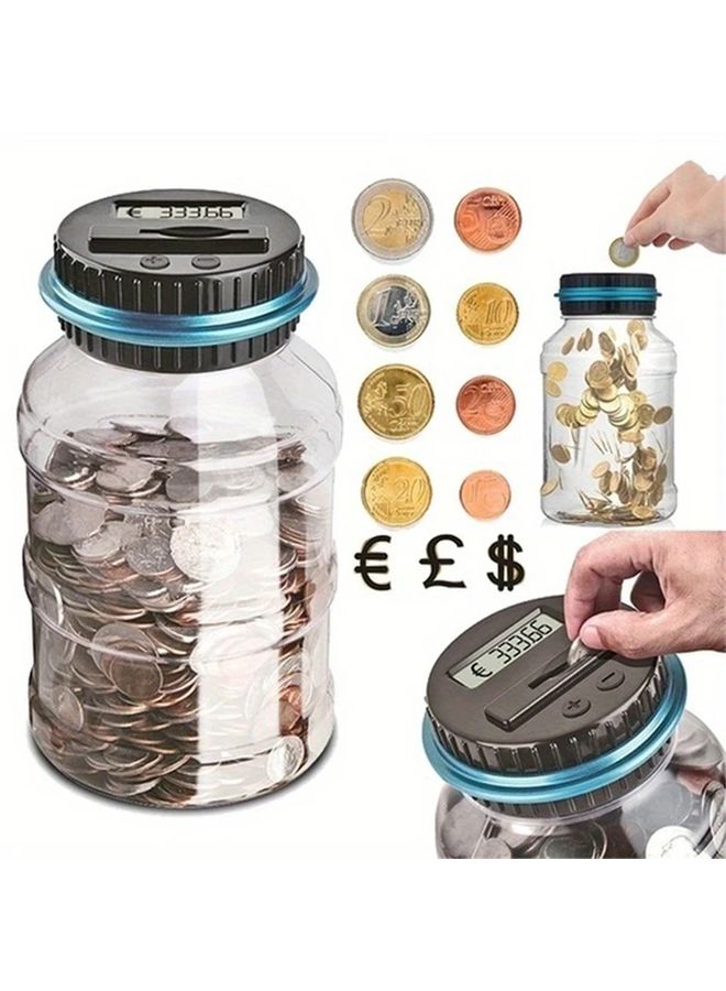 Large LCD Digital Display Coin Counting Money Bank Jar GBP Piggy Bank Black ABS Material - Image 2