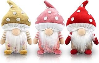 Gehydy Gehydy Set of 3 Mushroom Gnomes Plush Spring Easter Decoration Gifts Holiday Handmade Scandinavian Tomte Stuffed  - Image 1