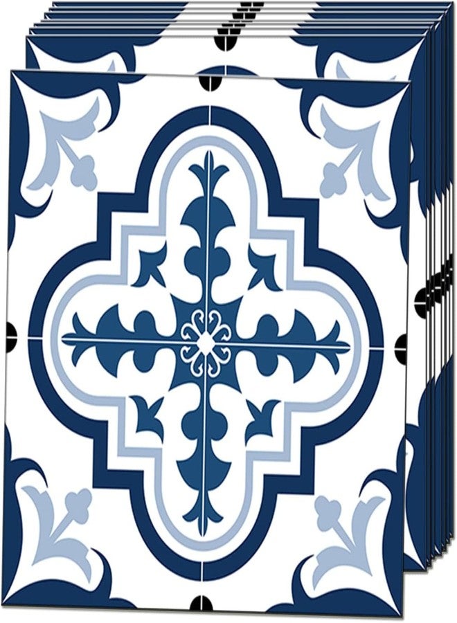 WALLTON Moroccan Tile Stickers Peel and Stick Backsplash Waterproof Self-Adhesive Spanish Tile Wall Sticker for Kitchen Bathroom Furniture| Easy to Remove & Apply, Set of 36 (Moroccan-D, 3x3 Inch) - Image 1