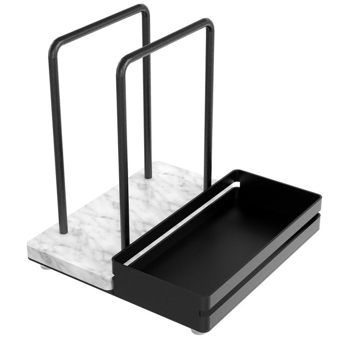 NAPKIN HOLDER MARBLE NAPKIN HOLDER FOR TABLE WITH SALT AND PEPPER SHAKERS CADDY STANDING PAPER NAPKIN STORAGE FOR KITCHEN DINING TABLE DECOR MARBLE METAL BASE BLACK