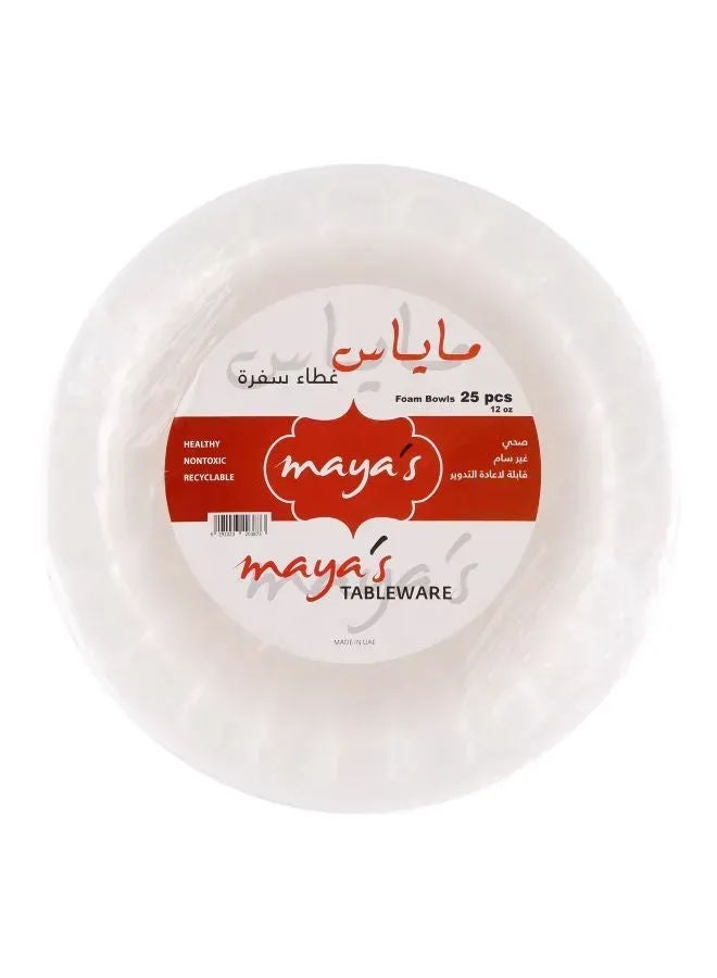 Maya's Disposable Foam Soup Bowl 12oz, 25 Pcs