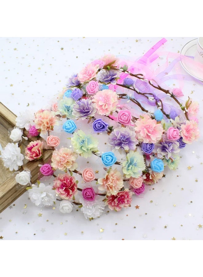 DDazzling Girls Breath Crown Flower Girl crown Floral Headband Wedding Hair Wreath Photo Props (Pink) - Image 3