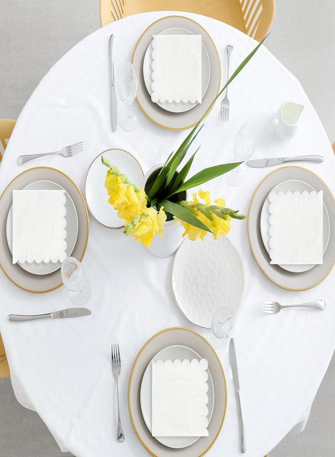 Whaline 400Pcs Scalloped Paper Napkins White Beverage Cocktail Napkins Thick Disposable Luncheon Napkins for Table Decoration Wedding Birthday Baby Shower Holiday Party Supplies, 5 x 5 Inch - Image 4