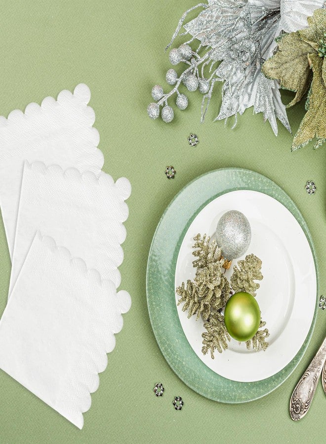 Whaline 400Pcs Scalloped Paper Napkins White Beverage Cocktail Napkins Thick Disposable Luncheon Napkins for Table Decoration Wedding Birthday Baby Shower Holiday Party Supplies, 5 x 5 Inch - Image 5