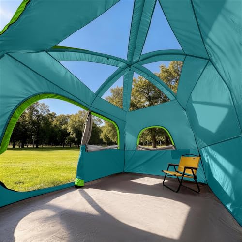 CAMPROS CP Tent-6-Person-Camping-Tents, Waterproof Windproof Family Tent with Top Rainfly, 4 Large Mesh Windows, Double Layer, Easy Set Up, Portable with Carry Bag (Tea Blue) - Image 5