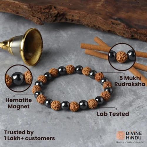 Divine Hindu Rudraksha Beads Magnet Bracelet | Lab Certified | Adjustable Size | For Men and Women - Image 3