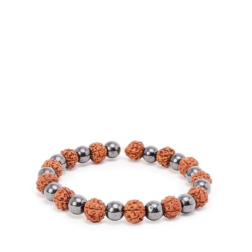 Divine Hindu Rudraksha Beads Magnet Bracelet | Lab Certified | Adjustable Size | For Men and Women - Image 1
