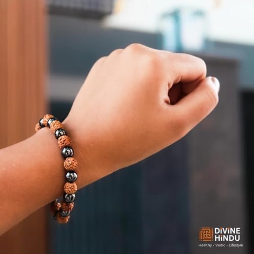 Divine Hindu Rudraksha Beads Magnet Bracelet | Lab Certified | Adjustable Size | For Men and Women - Image 2