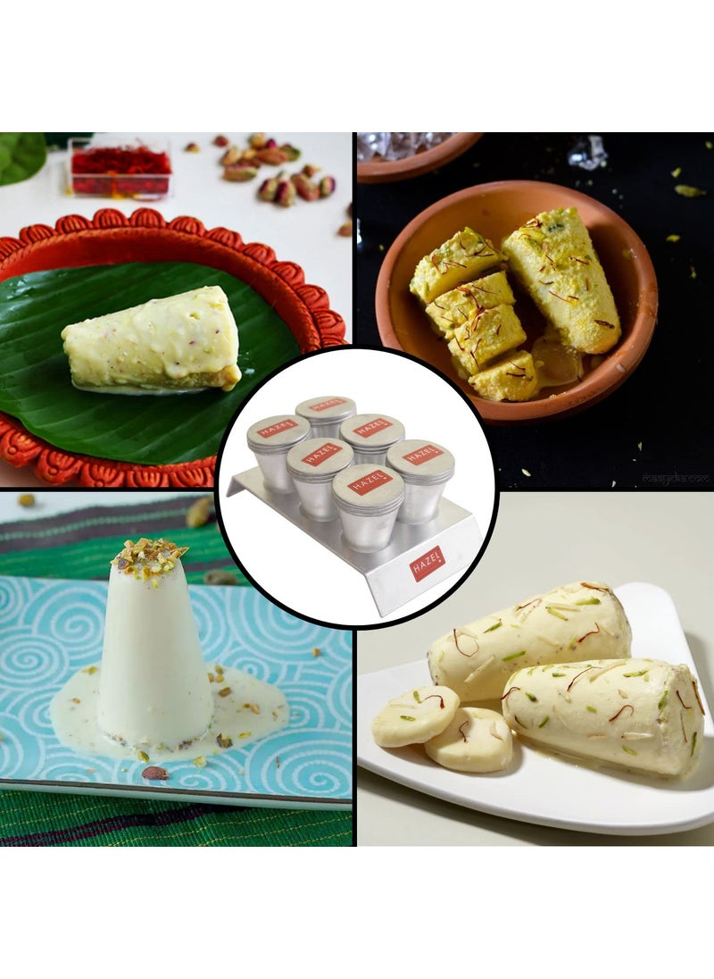 Hazel - HAZEL Kulfi Moulds Set Aluminium - Traditional Ice Cream Medium Mould Set of 6 with Stand - Reusable Popsicle Maker - Image 1