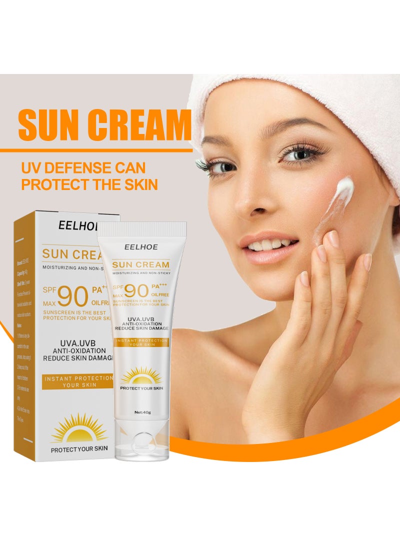 EELHOE - 2 Pcs Facial Sun Cream Moisturizing And Non-Sticky Sunscreen Facial Moisturizer Anti Oxidation Reduce Skin Damage - Image 1