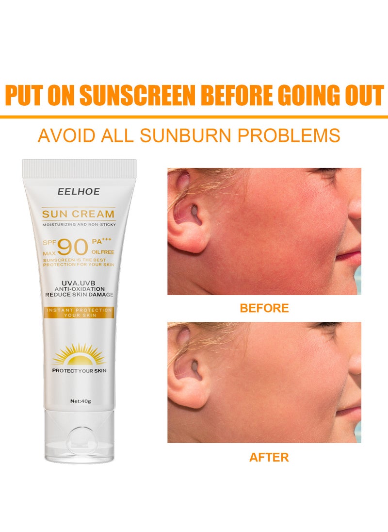 EELHOE - 2 Pcs Facial Sun Cream Moisturizing And Non-Sticky Sunscreen Facial Moisturizer Anti Oxidation Reduce Skin Damage - Image 1