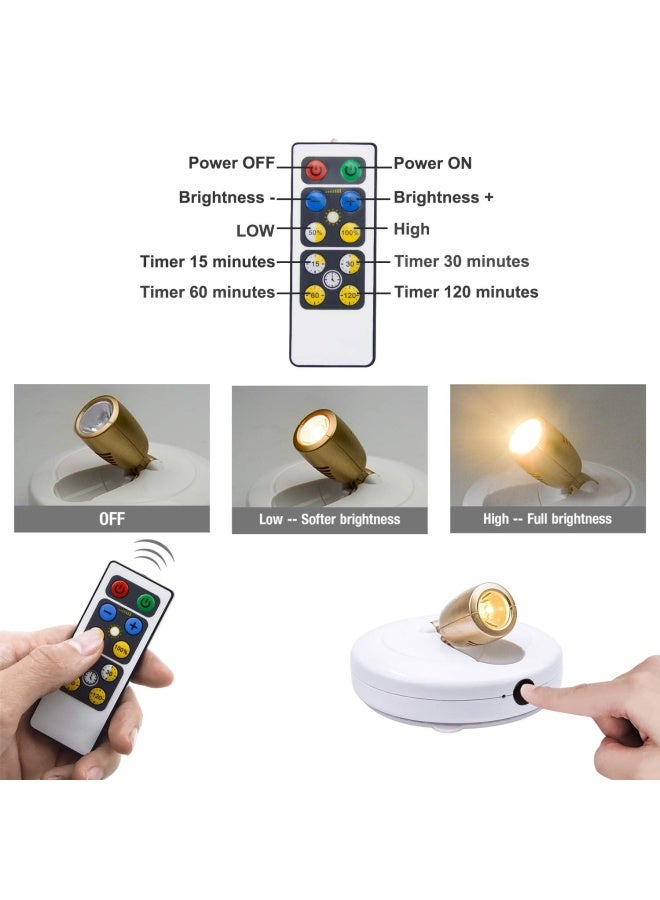 Biglight  Wireless Spotlight Battery Operated Accent Lights LED Puck Light Dimmable Uplight with Remote Stick on Anywhere for Lighting up Painting Picture Artwork Closet Showcase Warm White 2 Pack - Image 3