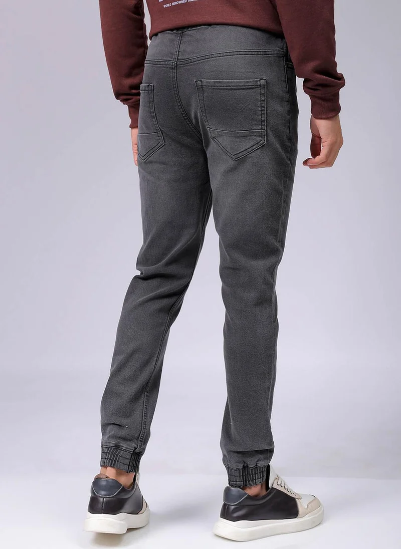 The Indian Garage Co Men Slim Fit Solid Mid-Rise Stretchable Denim Joggers