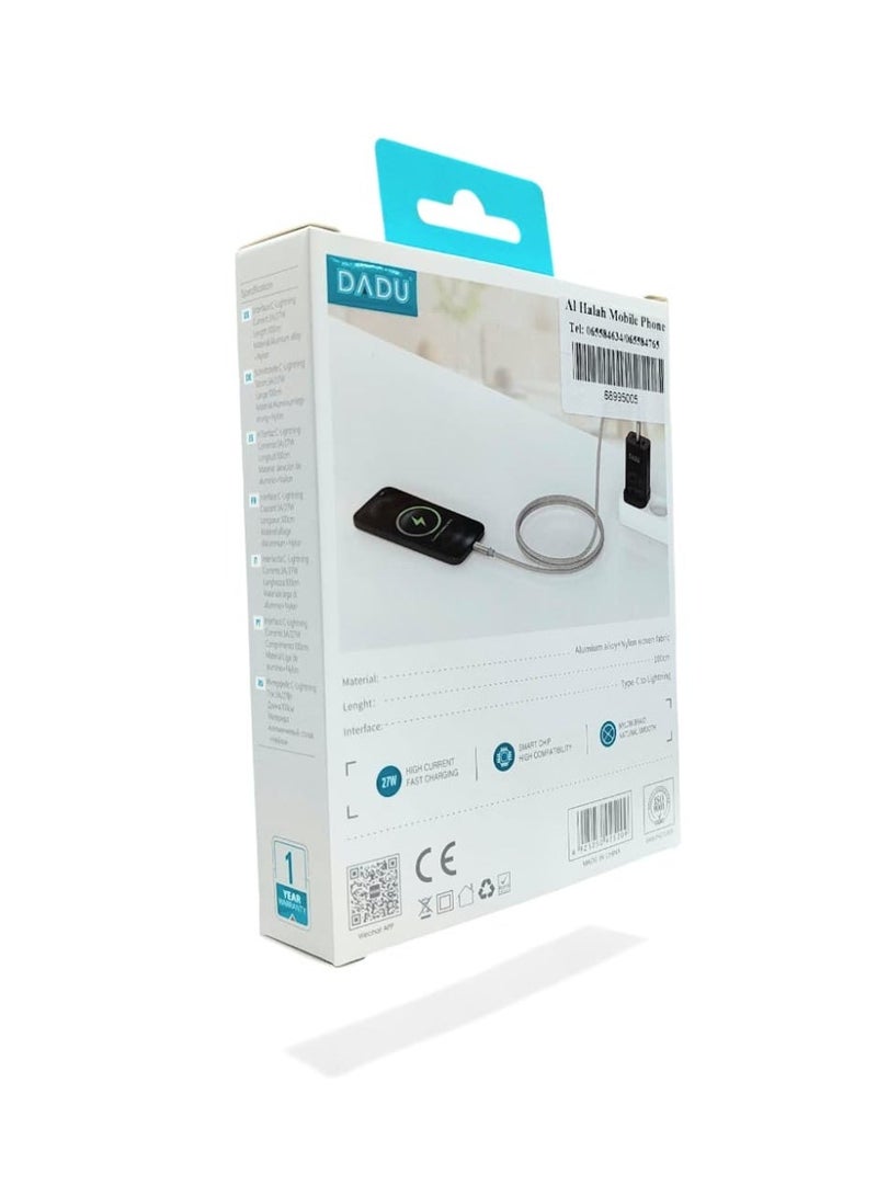 JMD DADU Braided USB-C to Lightning Cable for iPhone, Fast Charging 27W – Pack of 1, Durable Nylon, Apple MFi Certified, 1.2m - Image 2