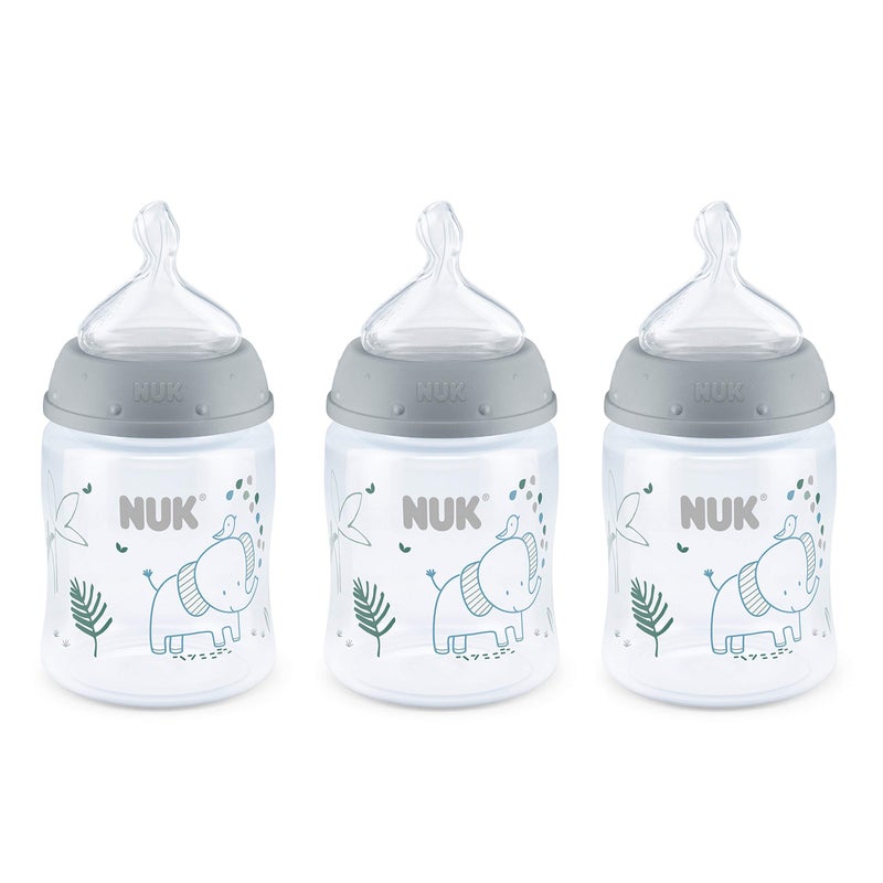 NUK Smooth Flow Anti Colic Baby Bottle, Elephant, 5 Ounce (3 Pack) - Image 1