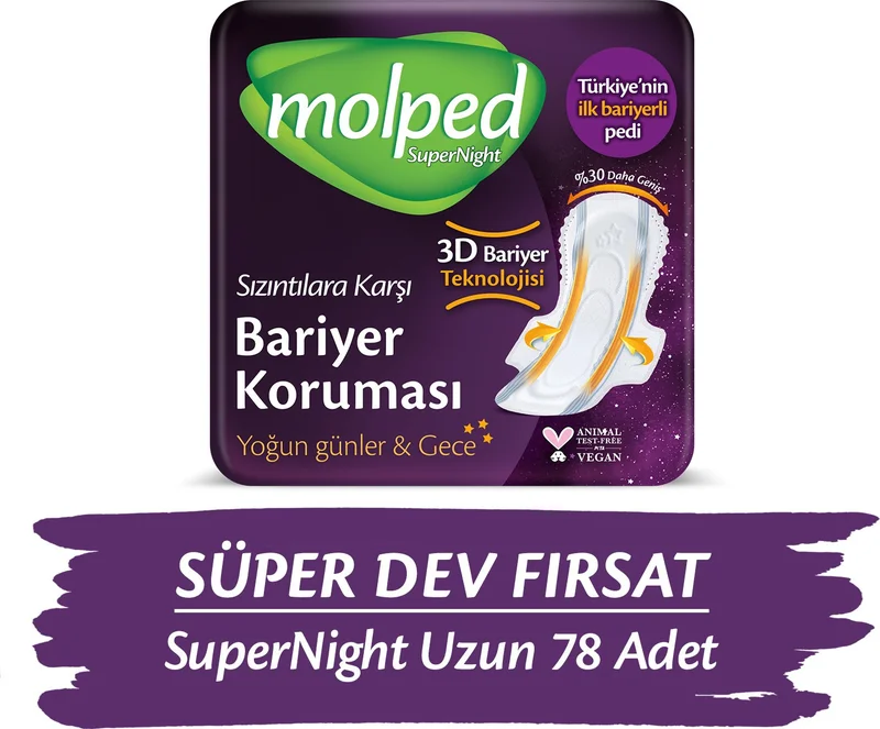 Molped SUPERNIGHT SANITARY PAD LONG SUPER ADVANTAGE PACK 78 PCS