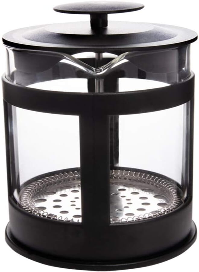 Bigg French Press and Tea Maker - Borosilicate Glass, Stainless Steel Filter, Durable and Heat Resistant - Black (350 ml, 11.80 oz, 2 Cup)