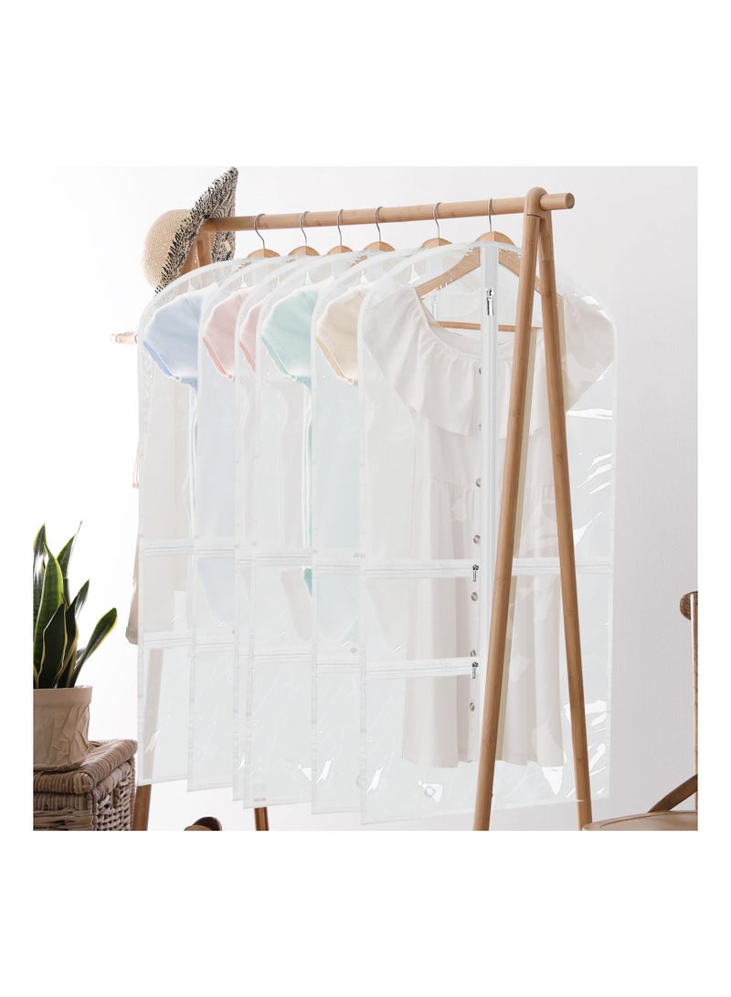 4 Pack Garment Bags for Dance Costumes Kids 40 Inch Clothing Bags for Hanging Clothes with 3 Clear Zipper Pocket Waterproof Garment Cover for Dance Competition, Travel, Closet Storage (White) - Image 3