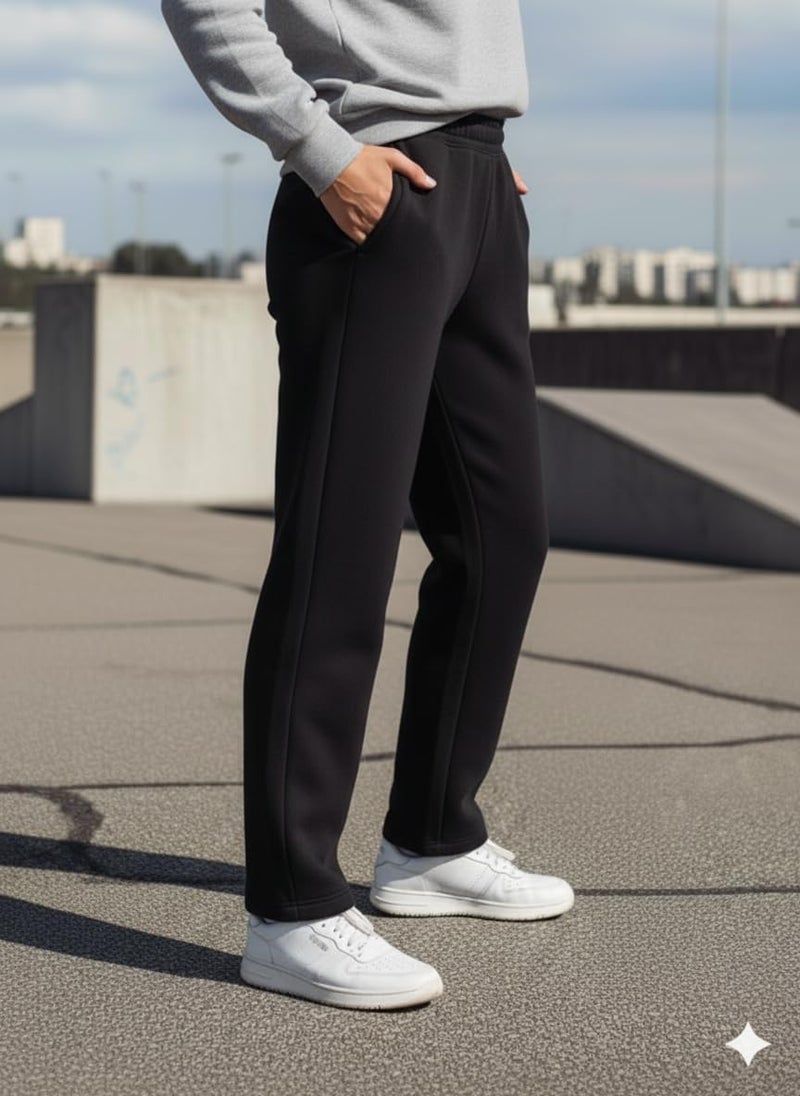 Mack Jonney Women’s Solid Fleece Track Pants | Warm & Durable Casual Lowers | Trendy Lowers-M5316 Black - Image 3