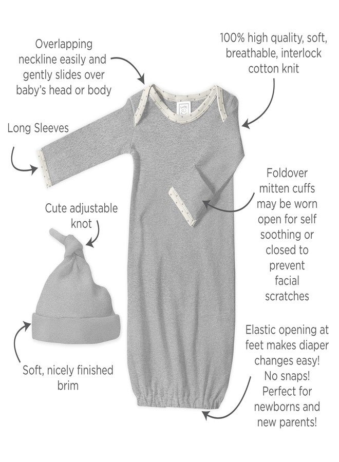 SwaddleDesigns Unisex Baby Gown, Heathered Gray Set, Newborn 0-3 Month - Image 4
