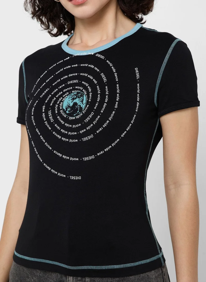 DIESEL Crew Neck Crop T-Shirt