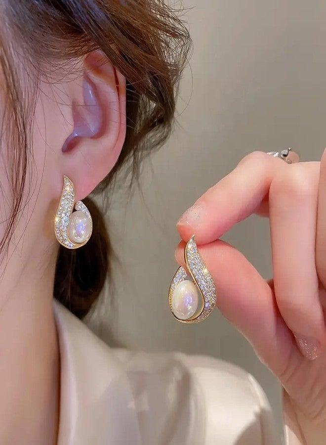 BLACKBOX Silver Needle Pearl Fishtail Water Drop korean Earrings for Women & Girls | Stylish & Fashionable Earing | Accessories Jewellery for Women | Best Gift for Birthday, Anniversary & Wedding - Image 2