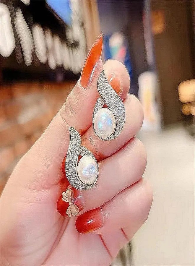 BLACKBOX Silver Needle Pearl Fishtail Water Drop korean Earrings for Women & Girls | Stylish & Fashionable Earing | Accessories Jewellery for Women | Best Gift for Birthday, Anniversary & Wedding - Image 5