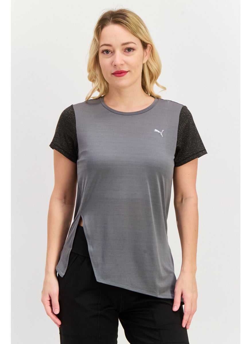 PUMA Women Regular Fit Short Sleeve Running Top, Grey  - Image 1
