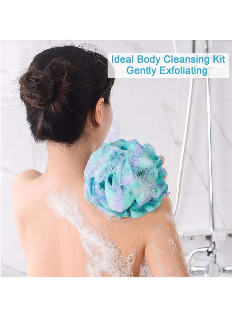 EFUMKE 4 Pack Soft Fluffy Exfoliating Loofah Bath Balls Mesh Body Scrub Loofah Bath Sponge Balls Bath Balls Mesh Scrub Exfoliating Mesh Sponge Body Cleansing Bath Bubble Balls - Image 5