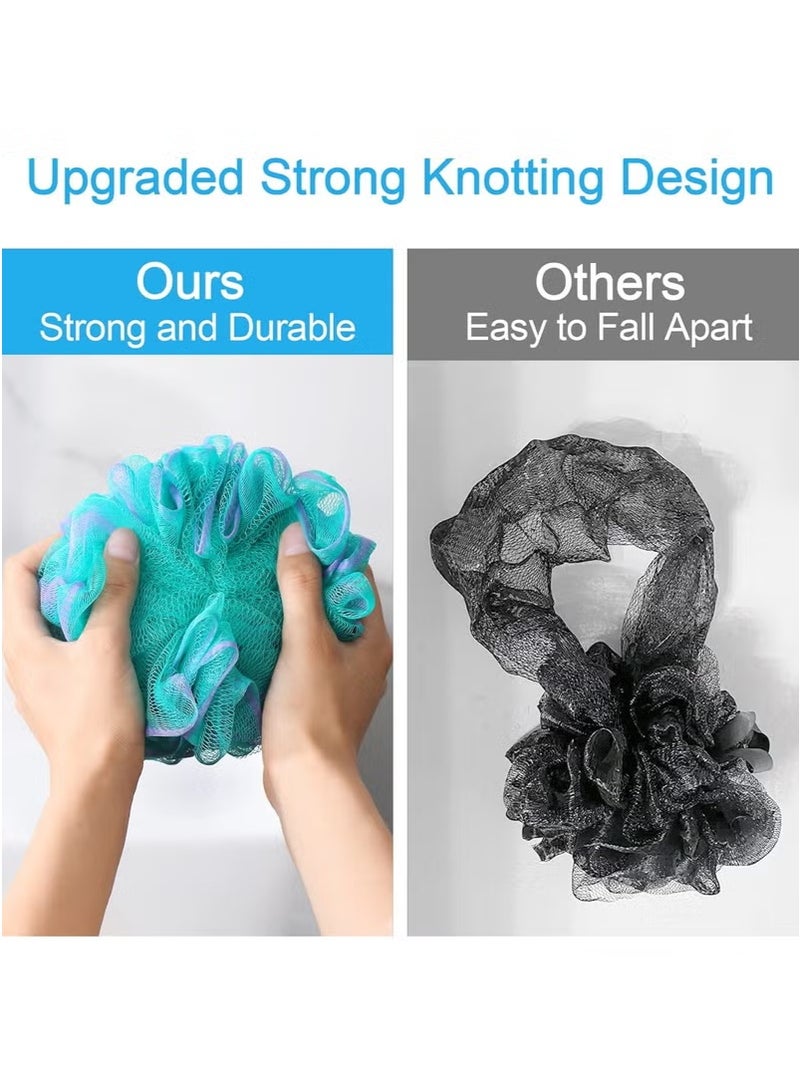 EFUMKE 4 Pack Soft Fluffy Exfoliating Loofah Bath Balls Mesh Body Scrub Loofah Bath Sponge Balls Bath Balls Mesh Scrub Exfoliating Mesh Sponge Body Cleansing Bath Bubble Balls - Image 4