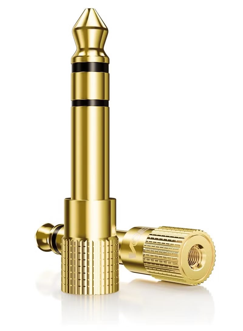 المنسوجات عبوة من 2 محول صوت ستيريو، محول مقبس صوت ستيريو من 6.35 مم (1/4 بوصة) ذكر إلى 3.5 مم (1/8 بوصة) أنثى لكابل Aux ومكبر صوت الجيتار وسماعات الرأس - Image 1